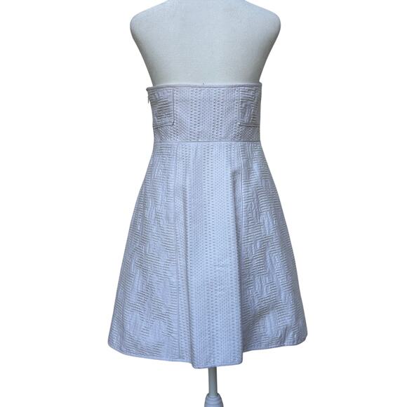 Tibi Strapless White Textured A-Line Dress - Size 6 - Picture 4 of 10